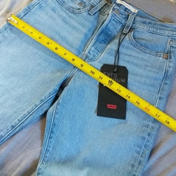 Levi's Wedgie Crop Straight Leg Jeans Distressed Tango Blue - Picture 14 of 16